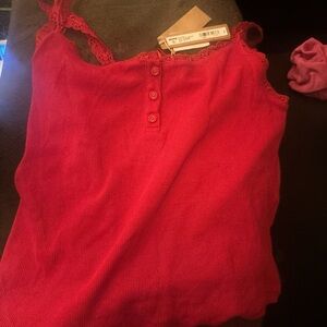 SKIMS Cherry Red Lace Tank